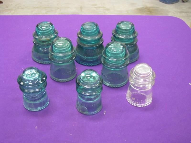 vintage insulators blue three large...