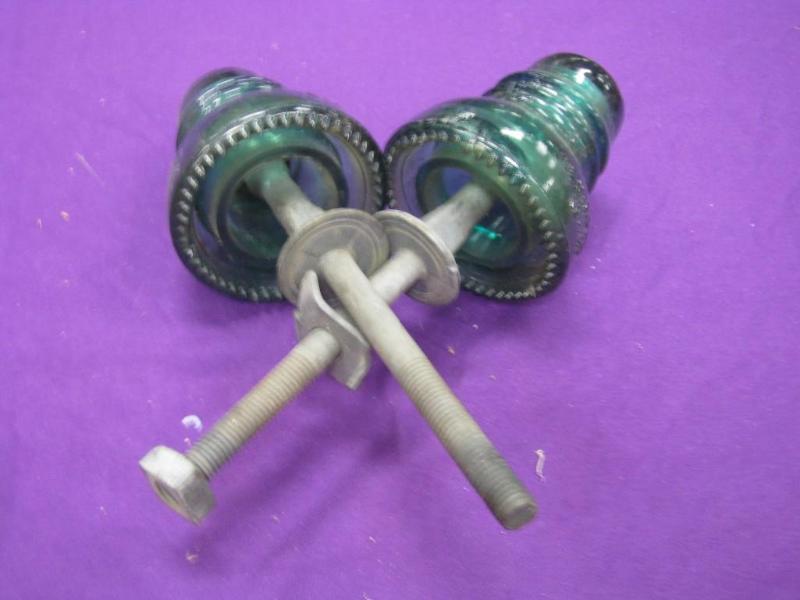 two vintage large blue insulators c...