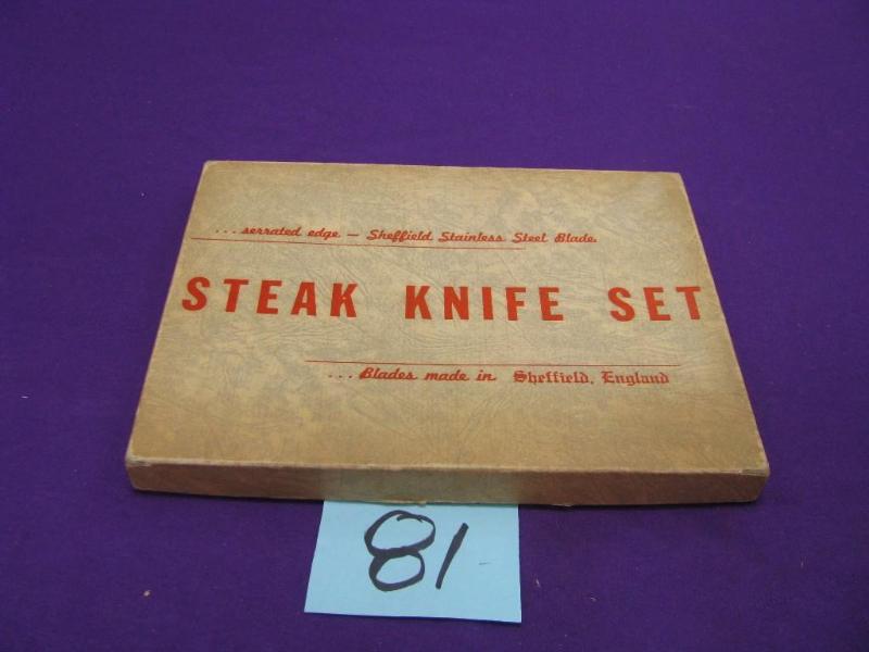 vintage steak knife set made in She...