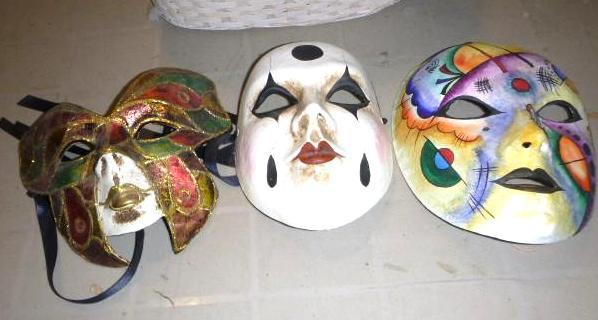 lot 146 image: 3 Unique Decorative Masks with Wick...