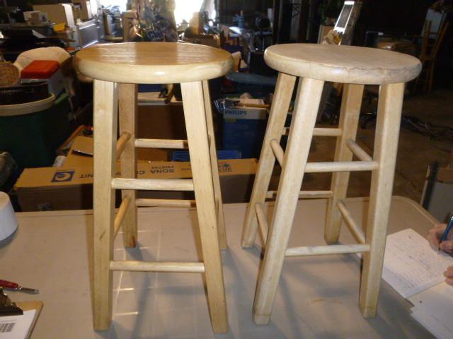 lot 19 image: 2 Wooden 24" Bar Stools...