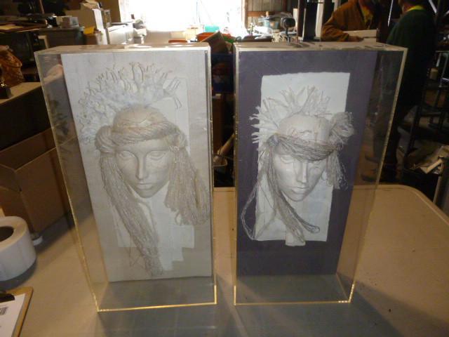 lot 210 image: 2 Art Pieces in Display Cases...