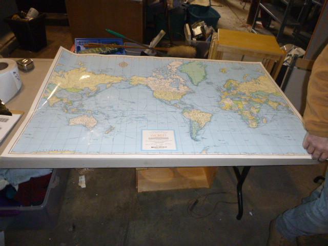 lot 226 image: Laminated World Map 32" X 50&q...