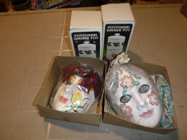 lot 294 image: 2 Decorative Masks and 2 Potpourri ...