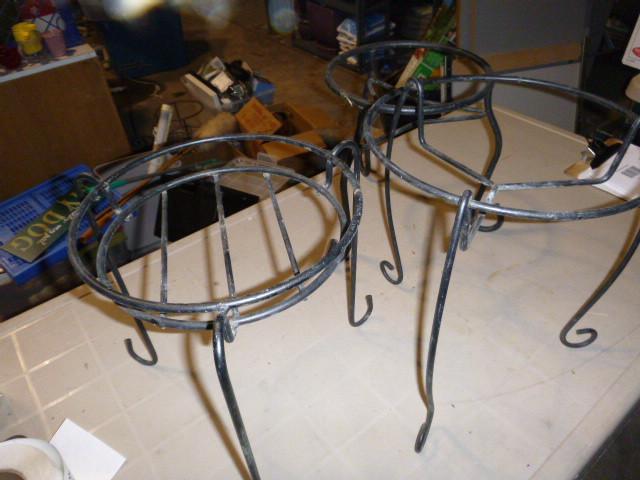 lot 299 image: 3 Metal Plant Stands Approximate 14...