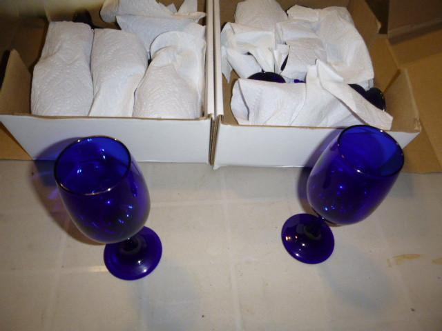 lot 89 image: 14 Blue Glass Wine Glasses...