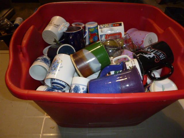 lot 95 image: Tote of Coffee Mugs and Cups...