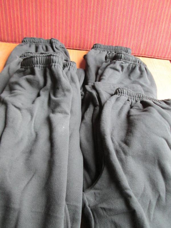 Lot of 6 Jerzees sweat pants, black...