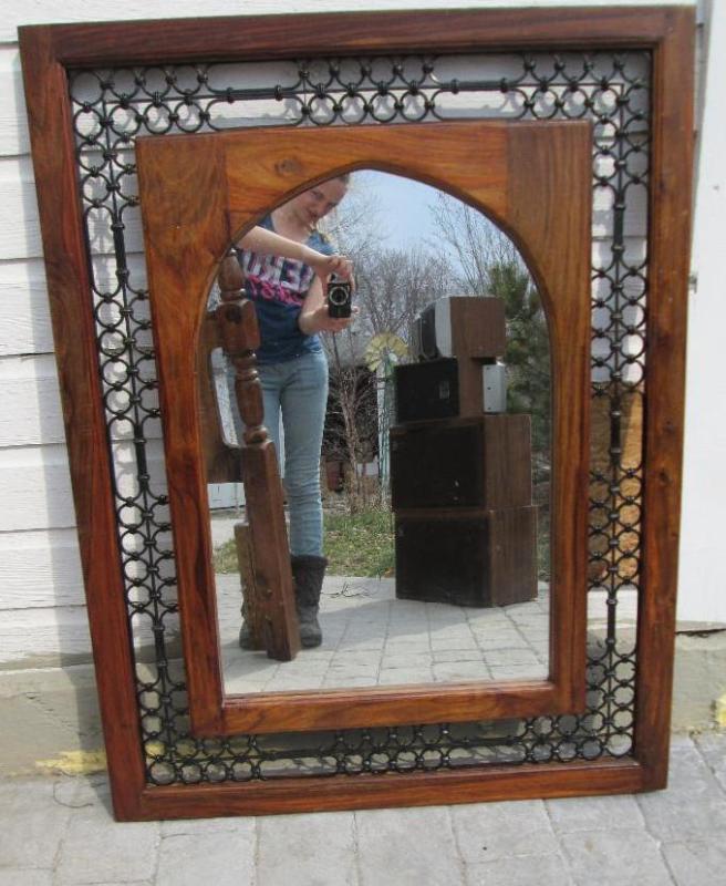 Really nice wood framed mirror with...
