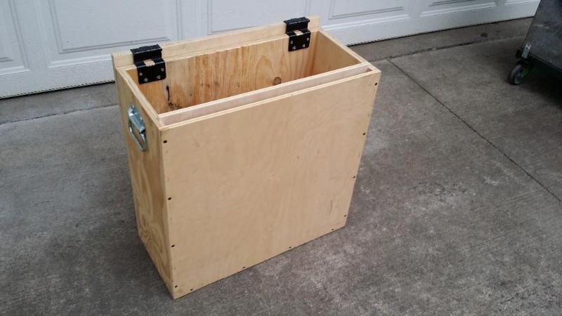 lot 8 image: Wood Homemade Gang Box with metal h...
