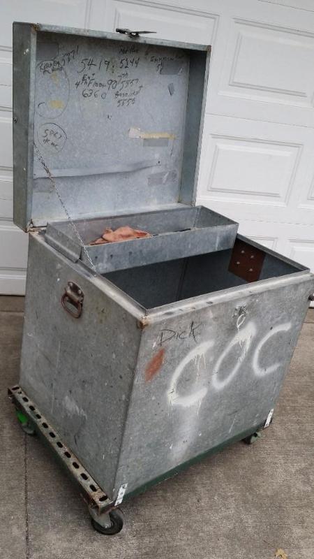 lot 9 image: Galvanized Steel Gang Box with hand...