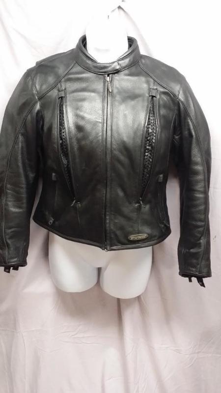 lot 12 image: Used womans black leather Harley D...