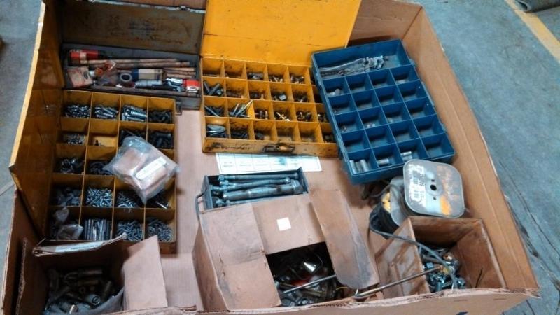 lot 41 image: A pallet of assorted nuts, bolts, f...