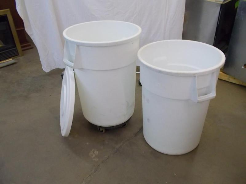 Two, 44 gallon, white commercial gr...