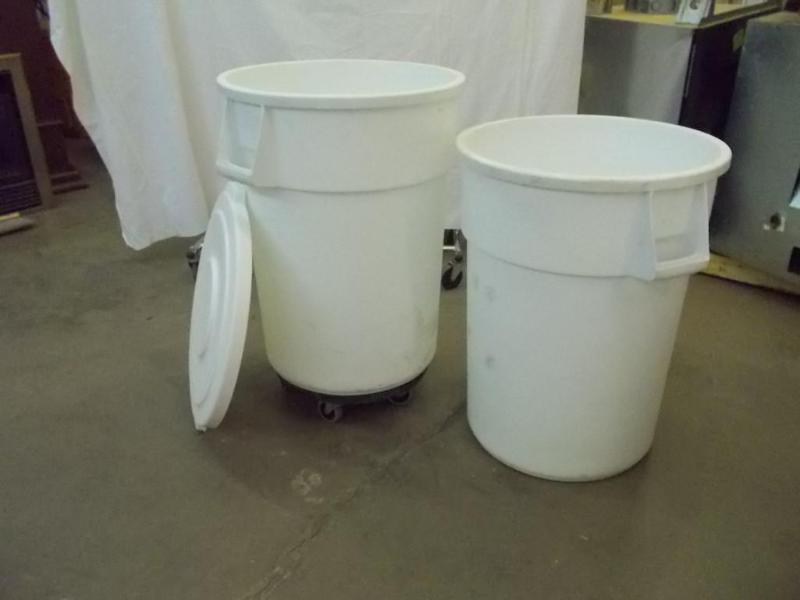 Two, 44 gallon, white commercial gr...