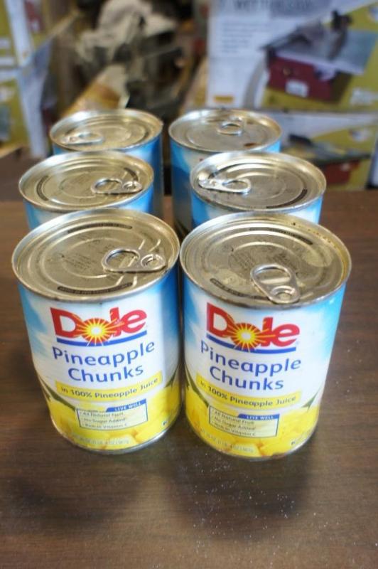 lot 24 image: 6 cans of Dole Pineapple Chunks. 20...