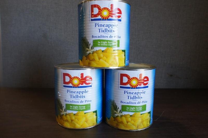 lot 8 image: 3-6lb, 10oz cans of Dole Pineapple ...