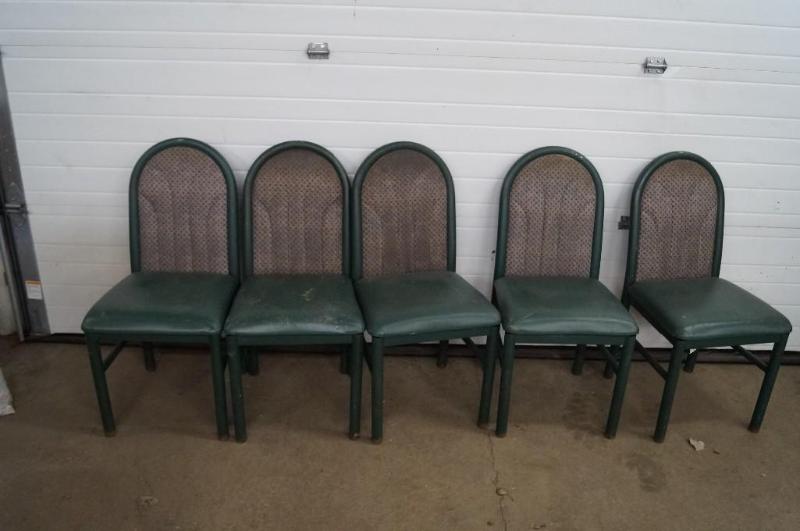 5 green chairs...