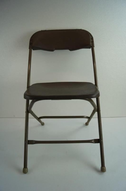 lot 27 image: Brown Folding Chairs by McCourt (MADE IN THE USA)