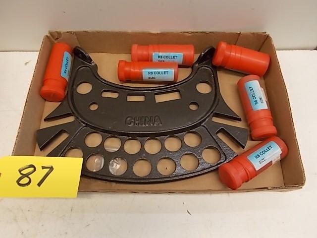 lot 87 image: Cast Iron R8 Collet Rack with (6) A...