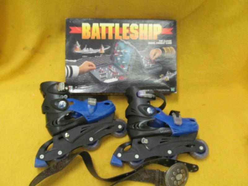 lot 111 image: Battleship game, roller blades that...