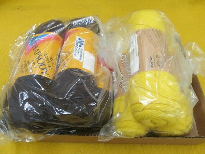 lot 142 image: 8 Rolls of Yarn - 3 Yellow and 5 Br...