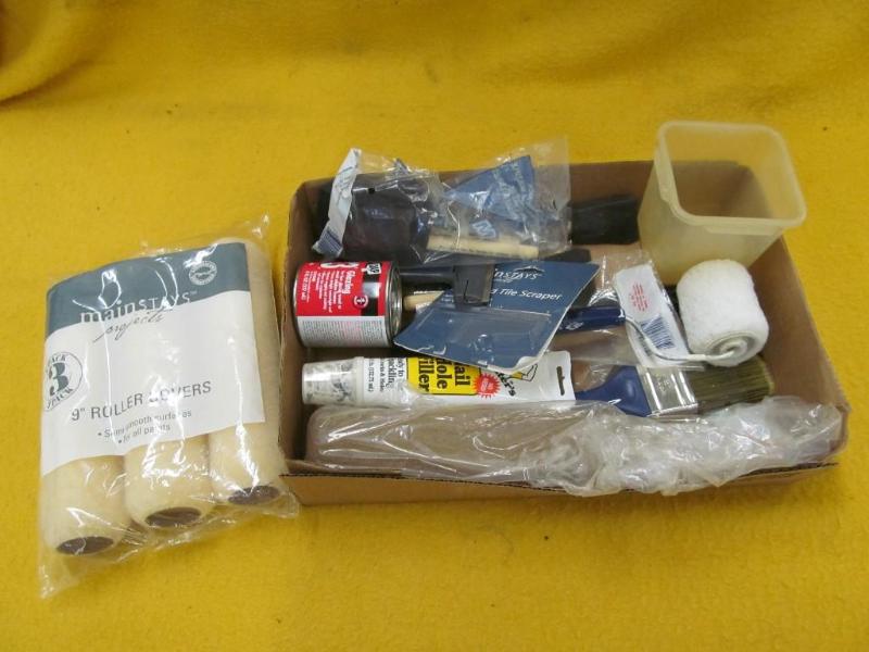 lot 143 image: Box of Painting Supplies - Rollers,...