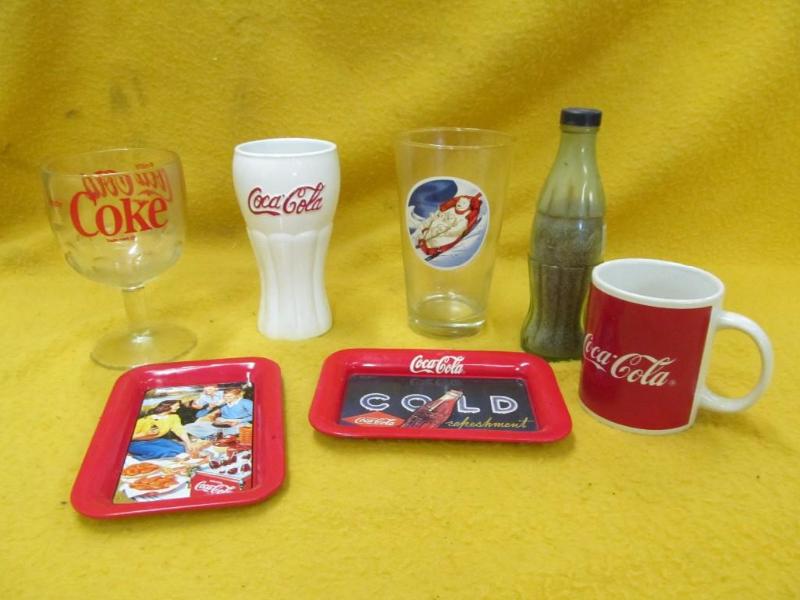 lot 212 image: 3 Coca Cola Glasses, Mug, Coca Cola...