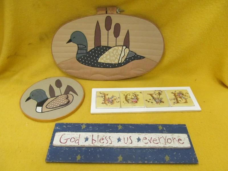 lot 214 image: Home Made Plaques - Wood and Cloth...