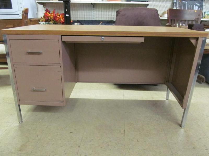 lot 250 image: Metal Office Desk, 54&quotw x 24&q...