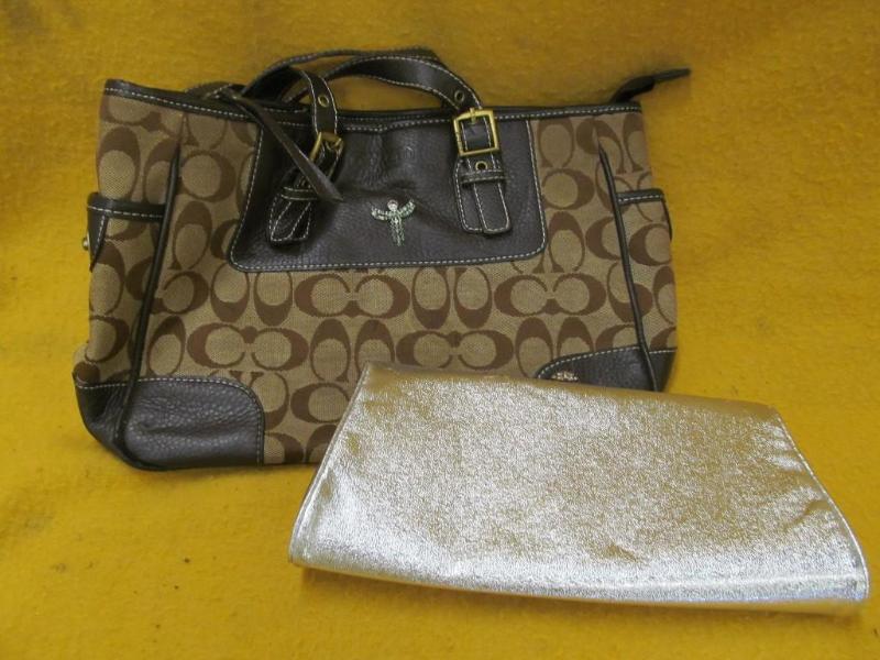 lot 90 image: Silver Clutch and Coach Purse...