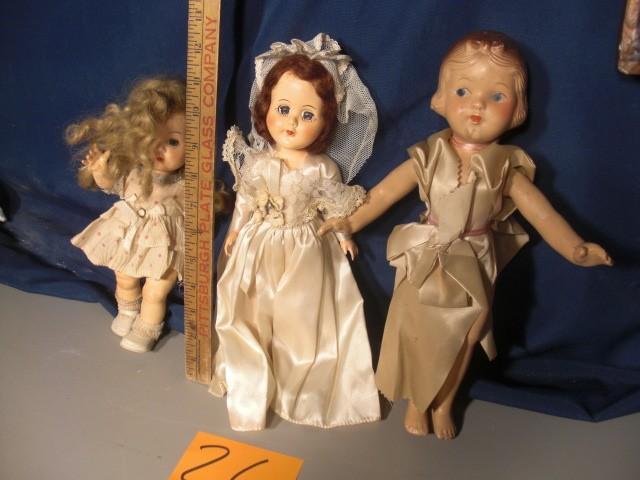 3 Plastic dolls, 2 with eyes that b...