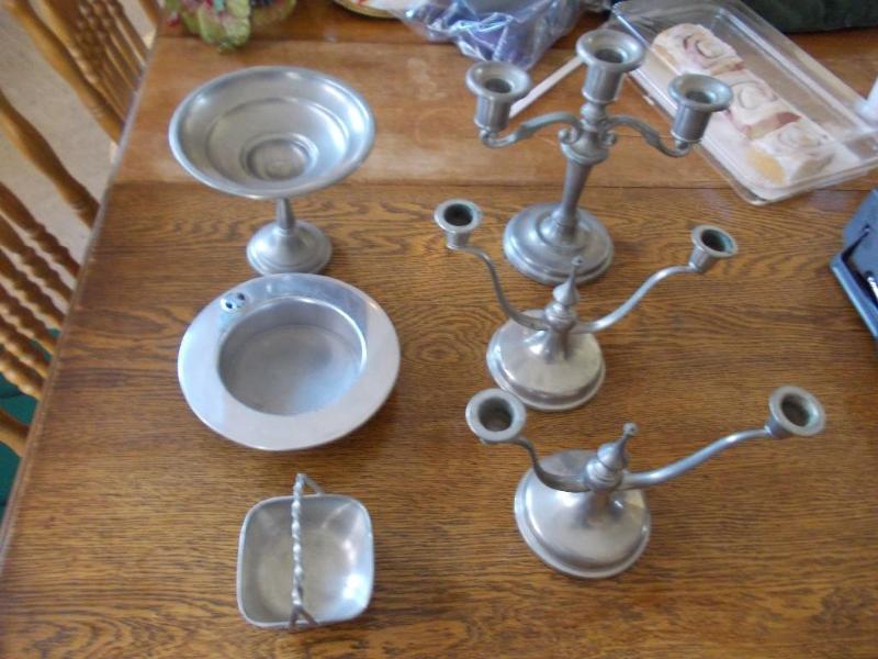Lot Of Pewter Candle Sticks, Misc...