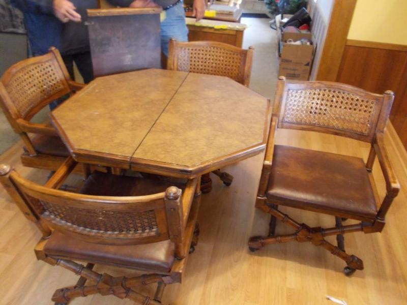 Octagonal Dinette Or Game Table Wit...
