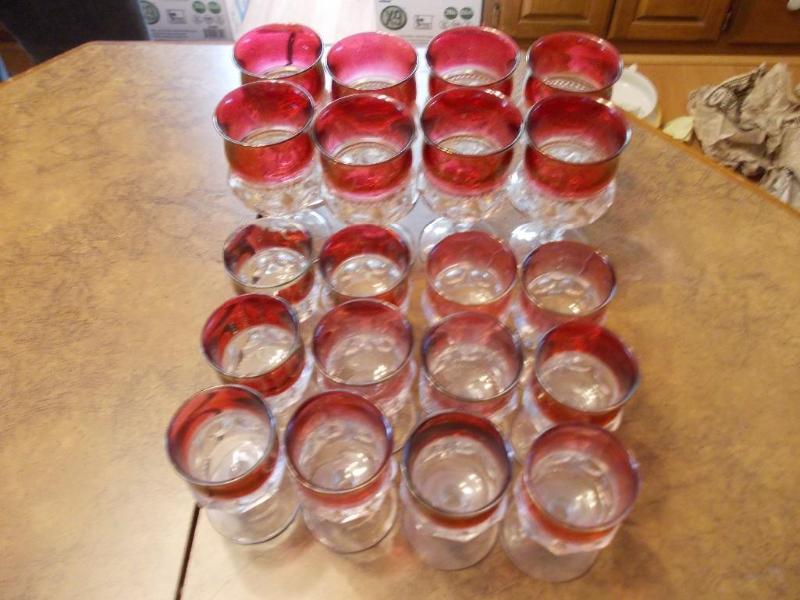 8-Tall, 12-Short Red Rim Goblets...