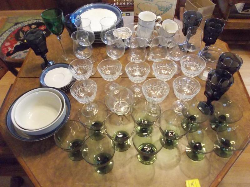 Large Lot Of Colored Glass Ware, Go...