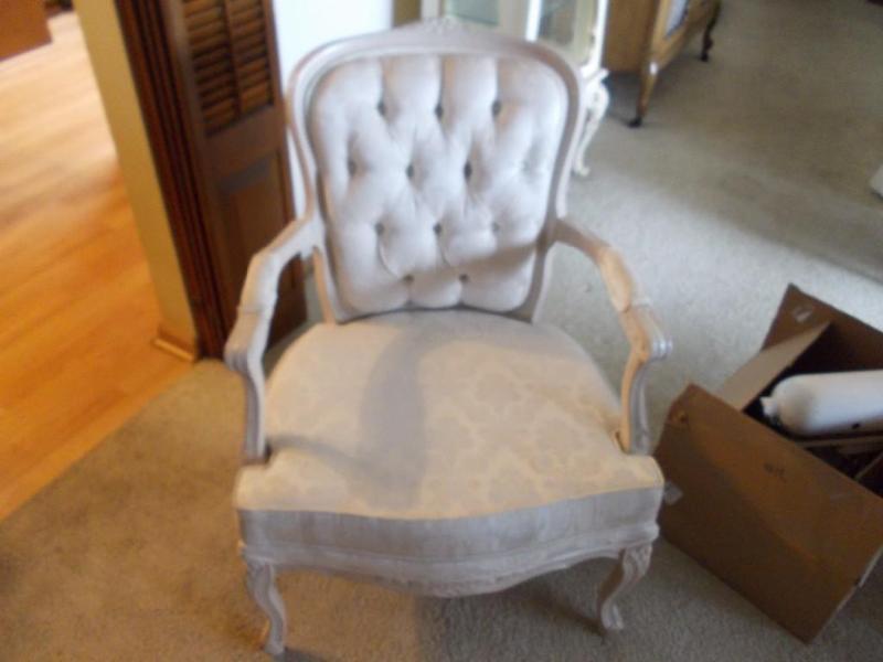 Fancy Upholstered White Washed Side...
