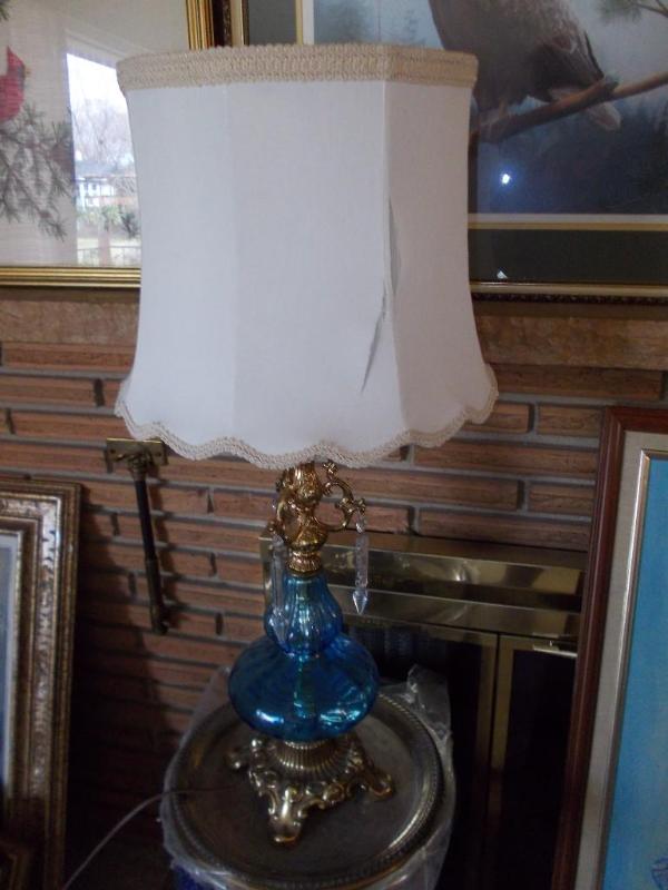 30&quot Blue Glass Lamp With Prism...