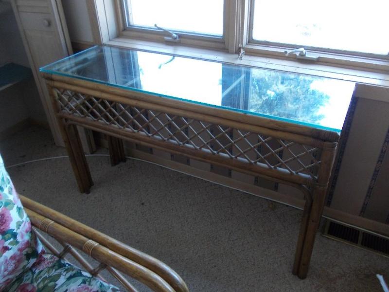 Rattan Glass Top Sofa Table (51&quo...