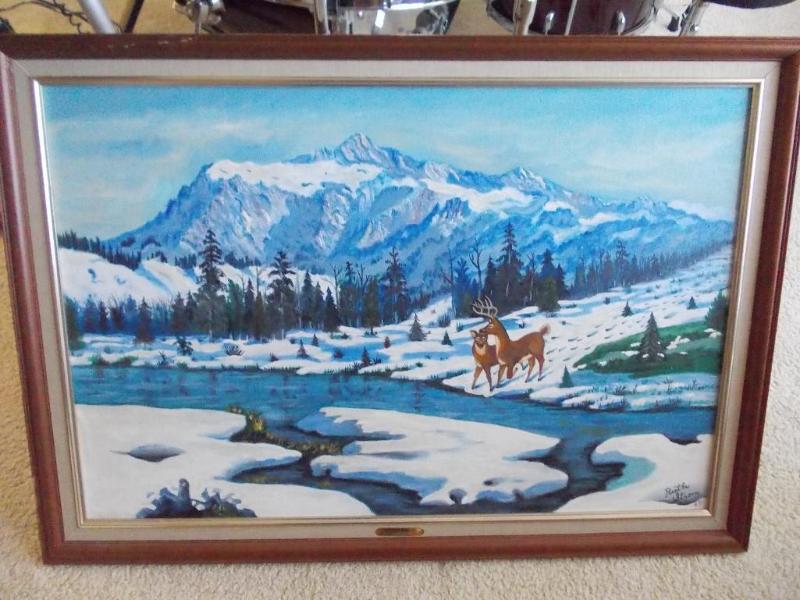 Original Deer Painting In Frame 40&...