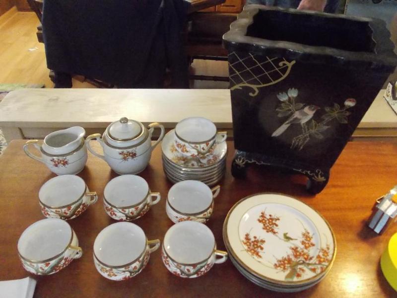 Asian Tea Set &amp Decorative Wast...