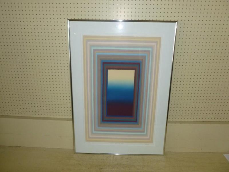 lot 10 image: Large metal framed and matted pictu...