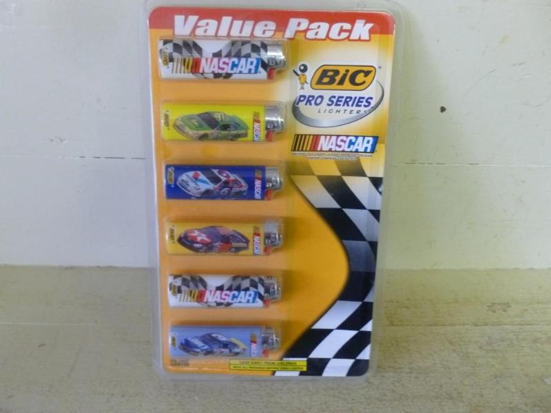 lot 70 image: Lot of six collectible Bic NASCAR p...