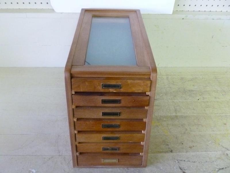 lot 83 image: Large seven drawer wooden with glas...