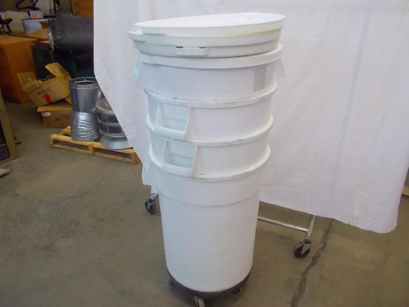 Five, 32 gallon, white, commercial ...
