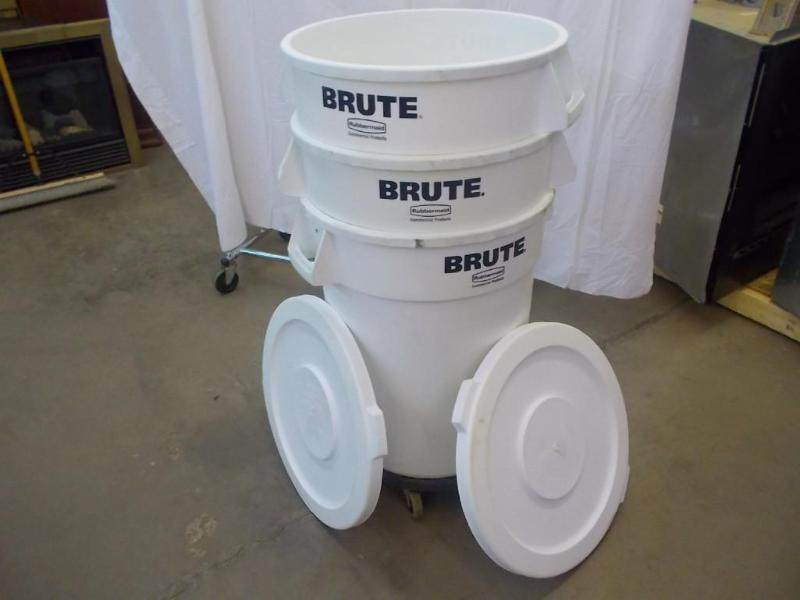 Three, 32 gallon, white, commercial...