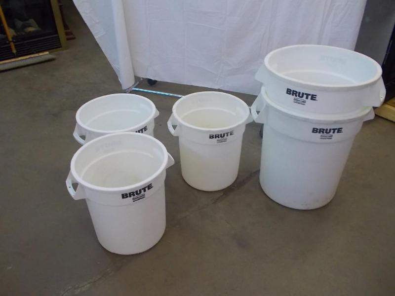 Five,white, commercial grade contai...