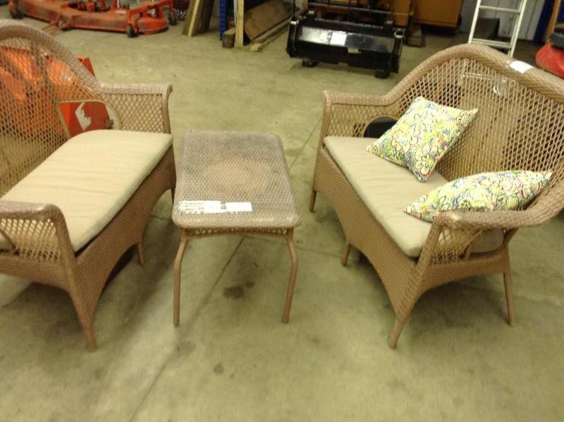 lot 118 image: Casual Outdoor Tan Wicker Furniture...