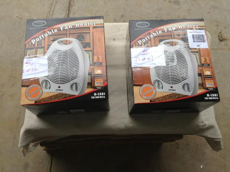 lot 65 image: Qty 2 portable fan heater by Optimu...