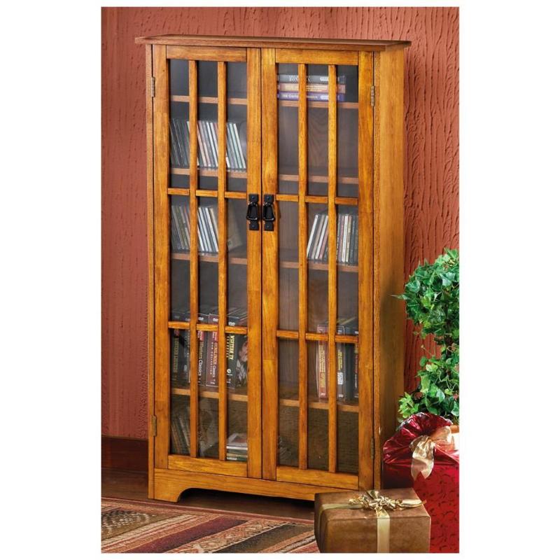 Mission Media Cabinet, oak wood ven...
